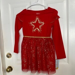 Cat & Jack dress, red and gold metallic. Size 8